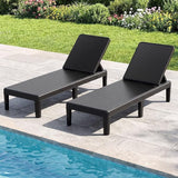 Tangkula Outdoor Chaise Lounger Chair Set of 2, 4-Position Reclining Chair with Waterproof Rattan Textured PP Surface - Photo 2