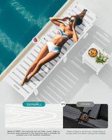 SERWALL Outdoor Chaise Lounge Set of 2, All-Weather HDPE Pool Lounge Chairs with 5-Position Adjustable Backrest - Photo 9