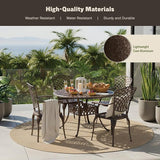 Kinger Home Arden 5-Piece Outdoor Dining Set for 4, Cast Aluminum Patio Furniture, Round Table with Chairs - Photo 3