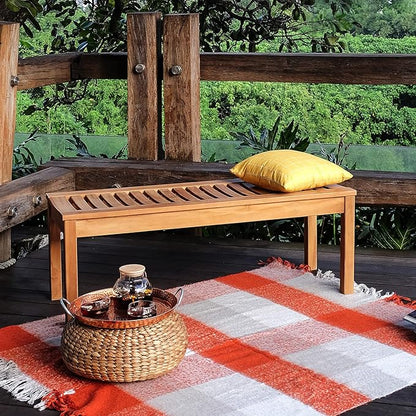 Cambridge Casual Arie 4-Foot Teak Wooden Outdoor Garden Backless Bench for Patio Furniture, Weather-Resistant, Durable and Comfortable Seating for Porch, Deck, Lawn, Backyard, and Outdoor Spaces