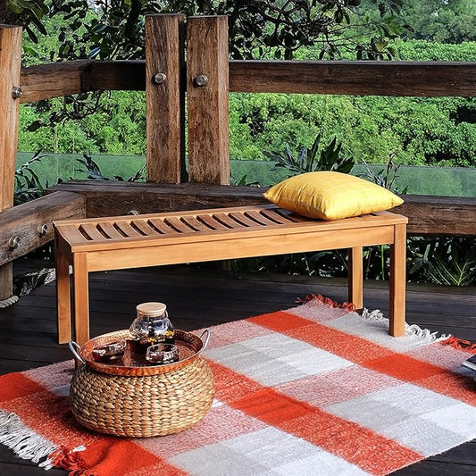 Cambridge Casual Arie 4-Foot Teak Wooden Outdoor Garden Backless Bench for Patio Furniture, Weather-Resistant, Durable and Comfortable Seating for Porch, Deck, Lawn, Backyard, and Outdoor Spaces