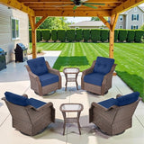 Belord 6-inch Thick Cushion Patio Furniture Set - Outdoor Swivel Rocker Glider Chairs Set of 4 with Glass Top Side Table - Photo 1