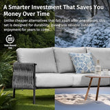 East Oak Life Chatter Outdoor Patio Furniture | Outdoor Sofa 3 Seats with Waterproof Thick Cushions - Photo 10
