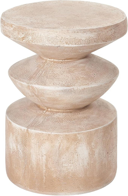 Christopher Knight Home Galvin 20"H Lightweight Concrete Outdoor Side Table, Patio End Table with 3-layer Wave Structure, MGO Outdoor Coffee Table, No Assembly Garden Plant Stand Indoor, Antique Brown
