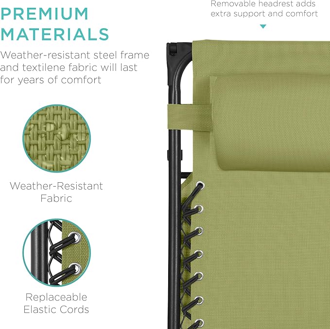 Best Choice Products Folding Zero Gravity Outdoor Recliner Patio Lounge Chair w/Adjustable Canopy Shade, Headrest - Photo 5