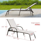 Giantex Patio Lounge Chair, Outdoor Chaise Lounge with 5 Adjustable Backrest, Sturdy Steel Frame, Sunbathing Recliner - Photo 3