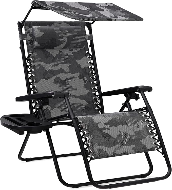 Best Choice Products Folding Zero Gravity Outdoor Recliner Patio Lounge Chair w/Adjustable Canopy Shade, Headrest - Photo 1