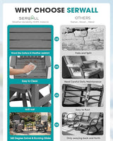 SERWALL Adirondack Swivel Glider Chair, HDPE Glider Rocking Chair for Outdoor, All-Weather Glider Chair for Porch - Photo 7