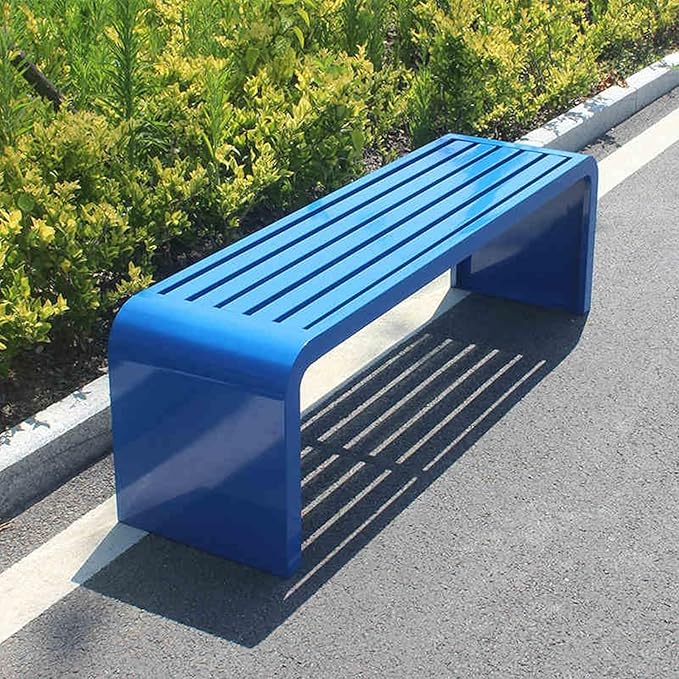 Outdoor Patio Garden Bench, Metal Garden Benches, All-Weather Outdoor Park Bench, for Garden, Balcony, Dining, Porch, Park, Outside, Load Capacity 880lbs(Blue,100cm/393in)