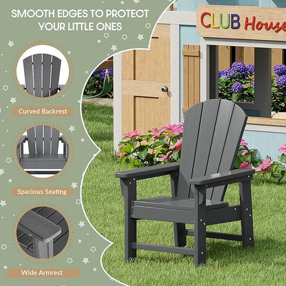 WestinTrends Malibu Kids Outdoor HDPE Adirondack Plastic Patio Chair, Gray