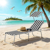 Outsunny Outdoor Lounge Chair, Adjustable Folding Chaise Lounge, Tanning Chair with Sun Shade for Beach, Camping, Hiking - Photo 9