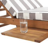 SAFAVIEH Outdoor Collection Newport Natural/ Grey & White Stripe Cushion Built-in Side Table Adjustable Chaise Lounge - Photo 7
