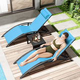 AthLike 3 pcs Poolchairs Patio Chaise Lounge Set with Headrest - Photo 2