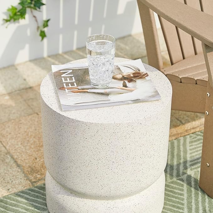 Giltzhome Antique Decorative Garden Stool, 17.25" H Heavy Duty Faux Terrazzo Accent Table, Side Table - Photo 7