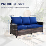 3-Seater Deep Seat Outdoor Sofa - High Back Patio Couch with Water-Resistant Cushions, All-Weather PE Rattan for Patio - Photo 3