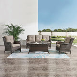HUMMUH Outdoor Furniture 4 Pieces Patio Furniture Set Wicker Outdoor Sectional Sofa with 2 Patio Chairs - Photo 3