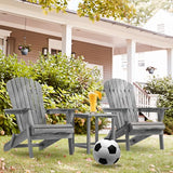 Wooden Folding Adirondack Chair Set of 2, Wood Lounge Patio Chair for Garden Outdoor - Photo 6