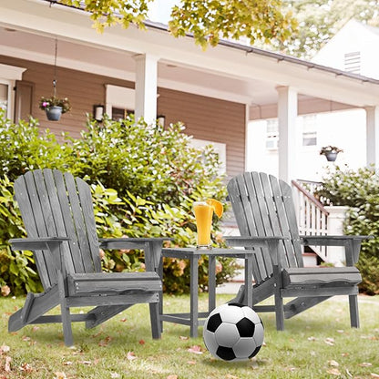 KEVINSPACE Folding Adirondack Chair Set of 2, Fire Pit Chairs, Outdoor Pei Plastic/Resin Adirondack Chairs for Adult Weather Resistant Lawn Chair for Garden Campfire Backyard Beach Pool, Gray