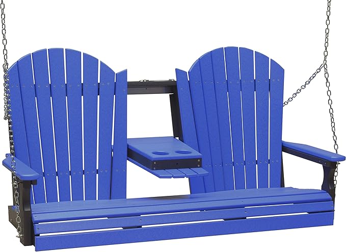 LuxCraft 5' Adirondack Hanging Porch Swing with Center Console, Outdoor Patio Swing, Front Porch Swing - Photo 1