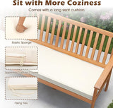 Tangkula 3-Seat Acacia Wood Outdoor Bench with Cushion, 64" Extra Long Garden Bench with Slatted Seat & Backrest - Photo 8