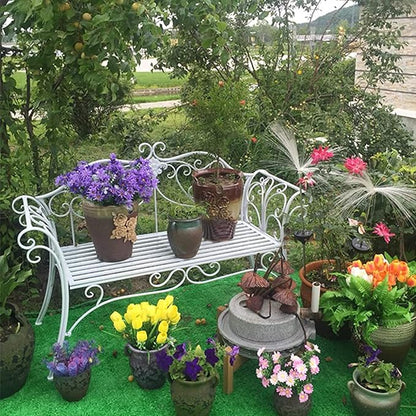 Park Bench Patio Garden Bench Backyard Benches, Metal Garden Bench Seat Park Chair Patio Decoration Furniture, Beautiful Shabby Vintage Outdoor Bench with Backrest (Color : Green)