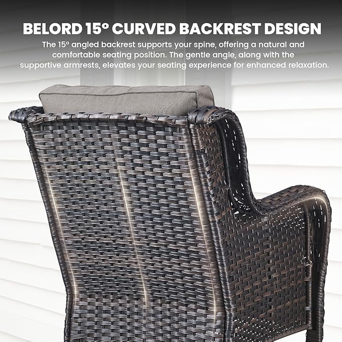 Belord 6 Pieces Patio Furniture Set Outdoor Wicker Furniture, 2 Patio Wicker Chairs with 1 Loveseat Sofa - Photo 4