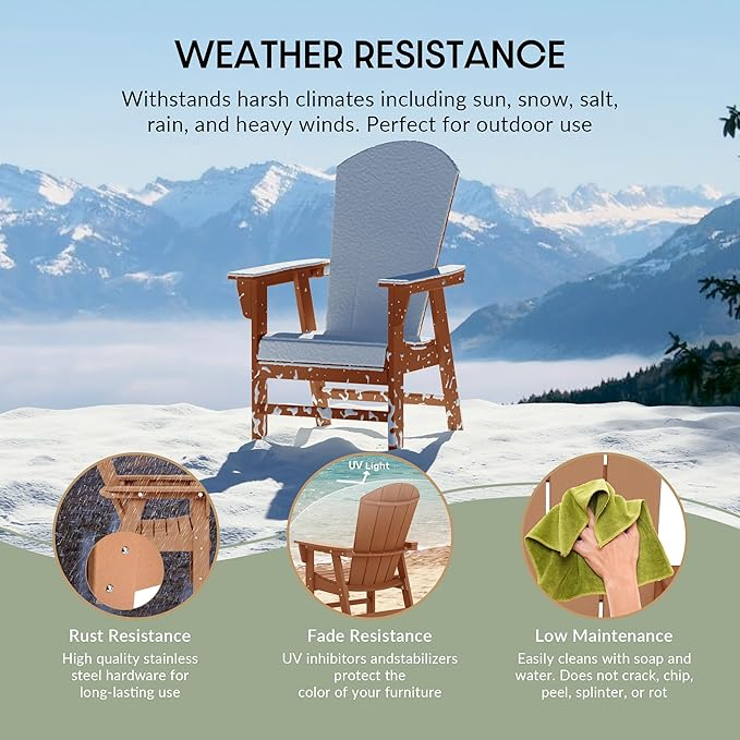 WestinTrends Malibu Outdoor Patio HDPE Plastic Adirondack Dining Chair Teak