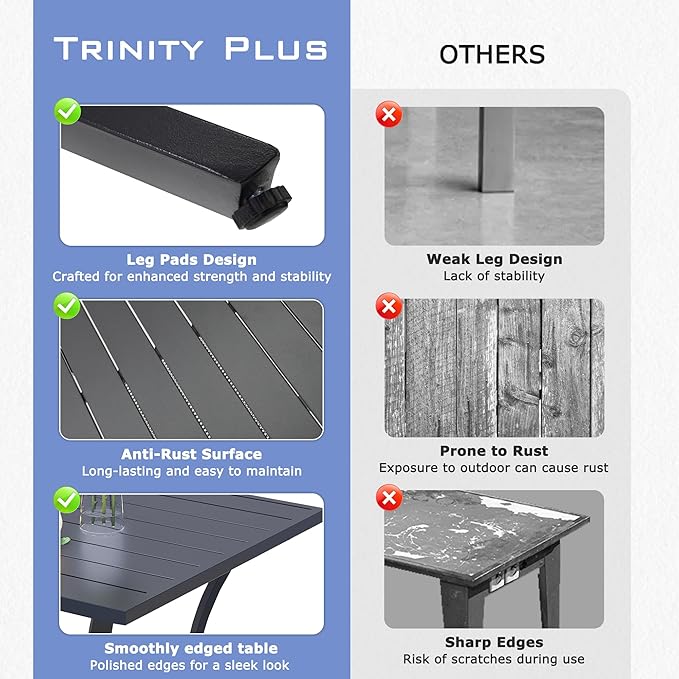 27.6" Square Outdoor Patio Table, All-Weather Metal Patio Table with Storage Shelf - Photo 6