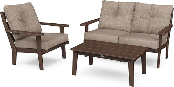 POLYWOOD® Lakeside Deep Seating Set, Mahogany/Spiced Burlap - Photo 1