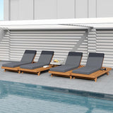 Acacia Wood Outdoor Chaise Lounge with Open Slatted Side, 4-Position Pool Lounge Chairs with All-Weather Cushion - Photo 8