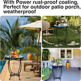 Fashion&cool Patio Side Table for Small Space, 14 Inch Weather Resistant Metal Side Table - Photo 3
