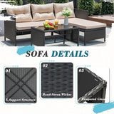 Greesum 3 Piece Patio Furniture Set Outdoor Wicker Rattan Sectional Sofa with Cushions & Coffee Table for Yard, Garden - Photo 7