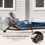 Outsunny Wicker Chaise Lounge Chair Outdoor Set of 2, 5-Position Adjustable Reclining Pool Lounge Chairs with Wheels - Photo 4