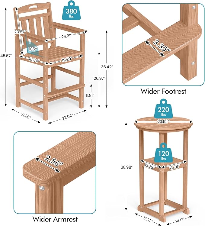 Ciokea 3-Pcs Bistro Table and Chairs - Photo 2