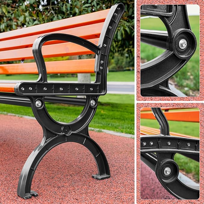 Patio Bench, Outdoor Bench Metal Garden Bench,Park Bench,Porch Chair,Porch Loveseat,Front Porch Bench,Weather Proof Porch Path Chair for 2 Person,for Yard Lawn Decor Deck Entryway(47IN/120CM)