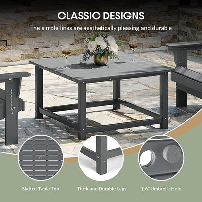 WestinTrends Malibu Low Outdoor HDPE Square Patio Coffee Table, Gray