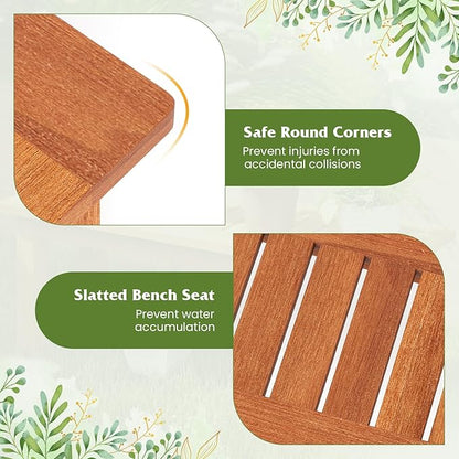 Tangkula Outdoor Backless Bench Set of 2, Solid Wood Patio Benches w/Slatted Seat, 2-Person Rustic Wooden Entryway Bench for Front Porch Garden Balcony Park Indoor, Weatherproof, Load up to 330 LBS