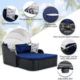 LUMISOL Outdoor Daybed with Retractable Canopy, PE Rattan Sunbed with Cushions, Double Lounge for Patio, Garden - Photo 2