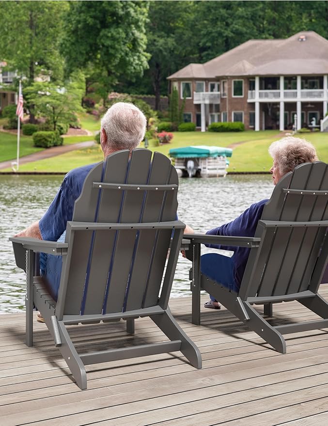 Folding Adirondack Chair - Durable HDPE Poly Lumber All-Weather Resistant - Photo 8