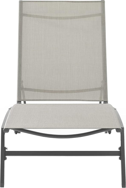 Crosley Furniture Weaver Reclining Mesh Outdoor Chaise Lounge Chair with Wheels for Patio, Deck, Poolside, Matte Black/Light Gray