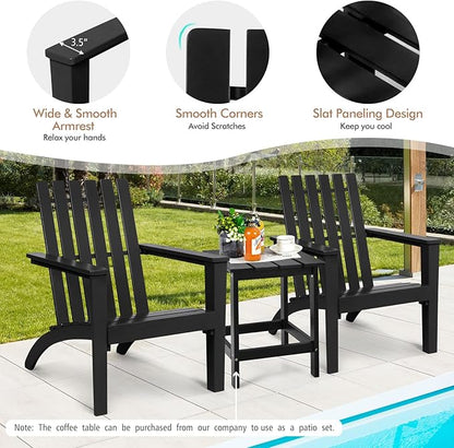 Tangkula Adirondack Chair Acacia Wood Outdoor Armchairs, Weather Resistant for Patio Garden Backyard Deck Fire Pit, Lawn Porch Furniture & Lawn Seating, Campfire Chairs, Adirondack Lounger (1, Black)