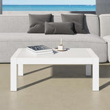 All-Weather Aluminum Outdoor Coffee Table, Modern Rectangle Patio Coffee Table for Balcony Garden, Light Grey - Photo 2