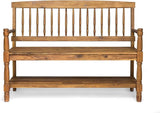 Great Deal Furniture Christopher Knight Home Cody Outdoor Acacia Wood Bench with Shelf, Teak Finish - Photo 8