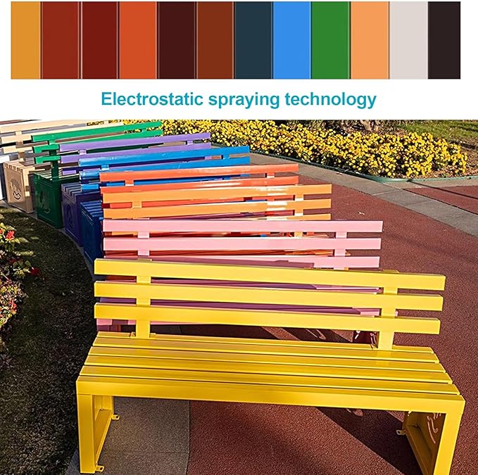 Outdoor Metal Garden Bench, Outdoor Benches Weatherproof with Backrest, Patio Bench for Outside Park, Picnic, Yard, Front Porch, Backyard(Pink,120cm/47in)