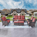 Rilyson Outdoor Patio Furniture Sofa Set - 6 Piece Rattan Wicker Patio Sectional Conversation Sets with 1 Sofa - Photo 7