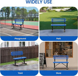 Heavy Duty Park Bench with Back Portable Frame, Outdoor Steel Bench with Backrest - Photo 6