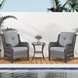 Belord Patio Chairs Outdoor Furniture Set, 3 Peices Porch Wicker Furniture with Side Table - Photo 2