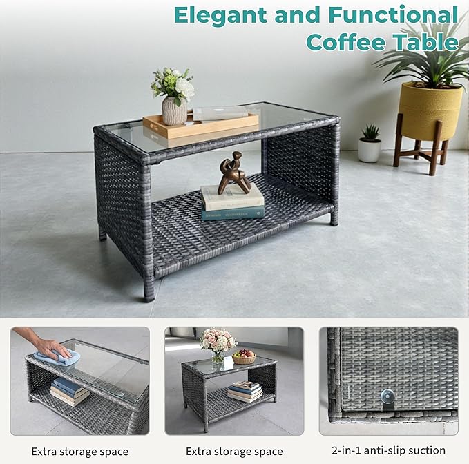 GIANGSUNNY 4 Patio Furniture Set with Storage - Photo 6