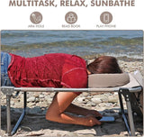 Tanning Chair with Sun Canopy Face Hole Softer Padded Adjustable Washable - Photo 5