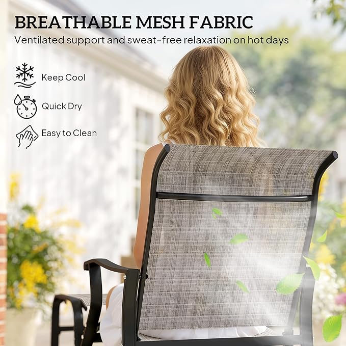 Outsunny Outdoor Glider Chair with Ottoman, Patio Glider Set with 24.4" High Back, 22" Wide Seat - Photo 8